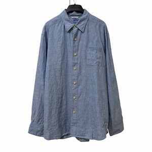 Tommy Bahama Mens Linen Long Sleeve Button Up Shirt Size XL Blue Coastal Vacay